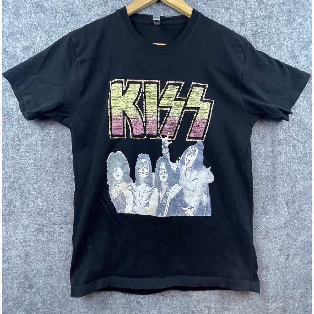 Kiss Shirt‎ Mens Medium Black Band Tee Faces Rock Classic Retro